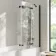 Brixton L Shaped 1600 Shower Bath with Front Panel & 6mm Matt Black Folding Bath Screen - Right