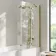 Brixton L Shaped 1600 Shower Bath with Front Panel & 6mm Brushed Brass Folding Bath Screen - Right