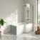 Brixton L Shaped 1600 Shower Bath with Front Panel & 6mm Gunmetal Folding Bath Screen - Right