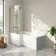 Brixton L Shaped 1700 Shower Bath with Front Panel & 6mm Brushed Brass Folding Bath Screen - Left