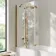 Brixton L Shaped 1700 Shower Bath with Front Panel & 6mm Brushed Copper Folding Bath Screen - Left