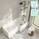 Brixton L Shaped 1700 Shower Bath with Front Panel & 6mm Matt Black Folding Bath Screen - Right