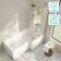 Brixton L Shaped 1700 Shower Bath with Front Panel & 6mm Brushed Brass Folding Bath Screen - Right
