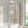 Brixton L Shaped 1700 Shower Bath with Front Panel & 6mm Brushed Copper Folding Bath Screen - Right