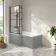 Brixton L Shaped 1500 Shower Bath & 6mm Easy Clean Matt Black Grid Bath Screen - Left Handed