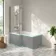 Brixton L Shaped 1600 Shower Bath & 6mm Brushed Gunmetal Easy Clean Screen - Left Handed