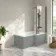 Brixton L Shaped 1600 Shower Bath & 6mm Matt Black Easy Clean Screen - Right Handed