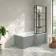 Brixton L Shaped 1600 Shower Bath & 6mm Easy Clean Matt Black Grid Bath Screen - Right Handed