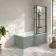 Brixton L Shaped 1600 Shower Bath & 6mm Easy Clean Matt Black Grid Bath Screen - Right Handed