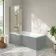 Brixton L Shaped 1700 Shower Bath & 6mm Brushed Brass Easy Clean Screen - Left Handed