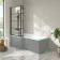 Brixton L Shaped 1700 Shower Bath & 6mm Easy Clean Matt Black Grid Bath Screen - Left Handed