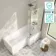 Brixton L Shaped 1700 Shower Bath & 6mm Brushed Gunmetal Easy Clean Screen - Right Handed