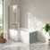 Brixton L Shaped 1600 Shower Bath with Front Panel & 6mm Brushed Brass Easy Clean Screen - Left