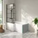 Brixton L Shaped 1600 Shower Bath with Front Panel & 6mm Matt Black Grid Bath Screen - Left