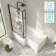 Brixton L Shaped 1600 Shower Bath with Front Panel & 6mm Matt Black Grid Bath Screen - Left