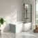 Brixton L Shaped 1600 Shower Bath with Front Panel & 6mm Matt Black Grid Bath Screen - Right