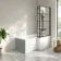 Brixton L Shaped 1600 Shower Bath with Front Panel & 6mm Matt Black Grid Bath Screen - Right