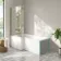 Brixton L Shaped 1700 Shower Bath with Front Panel & 6mm Brushed Brass Easy Clean Screen - Left