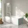 Brixton L Shaped 1700 Shower Bath with Front Panel & 6mm Brushed Gunmetal Easy Clean Screen - Left