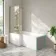 Brixton L Shaped 1700 Shower Bath with Front Panel & 6mm Brushed Brass Framed Bath Screen - Left
