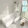 Brixton L Shaped 1700 Shower Bath with Front Panel & 6mm Brushed Gunmetal Easy Clean Screen - Right