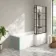 Brixton L Shaped 1700 Shower Bath with Front Panel & 6mm Matt Black Grid Bath Screen - Right