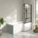 Brixton L Shaped 1700 Shower Bath with Front Panel & 6mm Matt Black Grid Bath Screen - Right