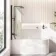 Turku 1500 Space Saving Shower Bath & 6mm Easy Clean Matt Black Bath Screen - Left Handed