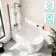 Turku 1500 Space Saving Shower Bath & 6mm Easy Clean Brushed Gunmetal Bath Screen - Left Handed