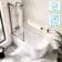 Turku 1500 Space Saving Shower Bath & Premium 8mm Brushed Gunmetal Framed Bath Screen - Left
