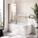 Turku 1500 Space Saving Shower Bath & Premium 8mm Brushed Gunmetal Framed Bath Screen - Left