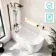Turku 1500 Space Saving Shower Bath & 6mm Easy Clean Matt Black Folding Bath Screen - Left Handed