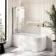 Turku 1500 Space Saving Shower Bath & 6mm Easy Clean Brushed Gunmetal Folding Bath Screen - Left
