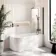 Turku 1500 Space Saving Shower Bath & 6mm Easy Clean Matt Black Bath Screen - Right Handed