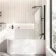 Turku 1500 Space Saving Shower Bath & 6mm Easy Clean Matt Black Bath Screen - Right Handed