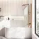 Turku 1500 Space Saving Shower Bath & 6mm Easy Clean Brushed Copper Bath Screen - Right Handed