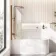Turku 1600 Space Saving Shower Bath & 6mm Easy Clean Brushed Copper Bath Screen - Left Handed