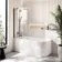 Turku 1600 Space Saving Shower Bath & 6mm Easy Clean Matt Black Folding Bath Screen - Left Handed