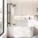 Turku 1600 Space Saving Shower Bath & 6mm Easy Clean Matt Black Folding Bath Screen - Left Handed