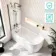 Turku 1600 Space Saving Shower Bath & 6mm Easy Clean Brushed Gunmetal Folding Bath Screen - Left