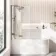 Turku 1600 Space Saving Shower Bath & 6mm Easy Clean Brushed Gunmetal Folding Bath Screen - Left