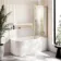 Turku 1600 Space Saving Shower Bath & Premium 8mm Brushed Brass Framed Bath Screen - Right