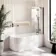 Turku 1600 Space Saving Shower Bath & 6mm Easy Clean Matt Black Folding Bath Screen - Right Handed