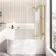 Turku 1600 Space Saving Shower Bath & 6mm Easy Clean Brushed Brass Folding Bath Screen - Right