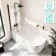 Turku 1700 Space Saving Shower Bath & 6mm Easy Clean Matt Black Bath Screen - Left Handed
