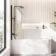 Turku 1700 Space Saving Shower Bath & 6mm Easy Clean Matt Black Bath Screen - Left Handed