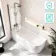 Turku 1700 Space Saving Shower Bath & 6mm Easy Clean Brushed Gunmetal Bath Screen - Left Handed