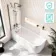 Turku 1700 Space Saving Shower Bath & 6mm Easy Clean Brushed Gunmetal Folding Bath Screen - Left