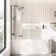 Turku 1700 Space Saving Shower Bath & 6mm Easy Clean Brushed Gunmetal Folding Bath Screen - Left