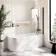 Turku 1700 Space Saving Shower Bath & 6mm Easy Clean Matt Black Bath Screen - Right Handed